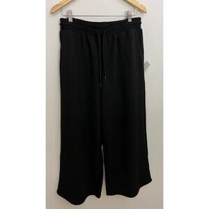 Black Ribbed Wide Leg Lounge Pants Size XL